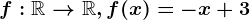 f:\mathbbR--> \mathbbR, f(x)=-x+3