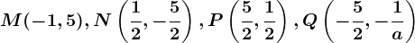 M(-1,5), N\left ( \frac12, -\frac52 \right ), P\left ( \frac52, \frac12 \right ), Q\left ( -\frac52, -\frac1a \right )