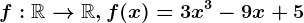 f:\mathbbR--> \mathbbR,f(x)=3x^3-9x+5