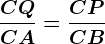 \fracCQCA=\fracCPCB