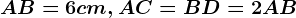 \dpi100 AB= 6cm , AC=BD=2AB