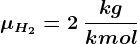 \muH2= 2\: \frackgkmol