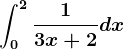 \int0^2\frac13x+2dx