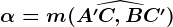 \alpha =m(\widehatA'C,BC')