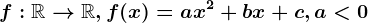 f:\mathbbR--> \mathbbR, f(x)=ax^2+bx+c, a< 0