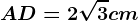AD= 2\sqrt3 cm