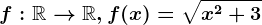 f:\mathbbR--> \mathbbR, f(x)=\sqrtx^2+3