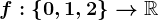 f:\left\0,1,2\right\-->\mathbbR