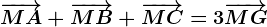 \overrightarrowMA+\overrightarrowMB+\overrightarrowMC=3\overrightarrowMG