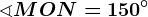 \sphericalangle MON=150^\circ