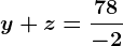 y+z=\frac78-2