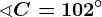\sphericalangle C=102^\circ