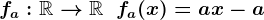 fa:\mathbbR-->\mathbbR\;\;fa(x)=ax-a