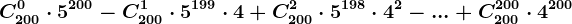 C200^0\cdot 5^200-C200^1\cdot 5^199\cdot 4+C200^2\cdot 5^198\cdot 4^2 -...+C200^200\cdot 4^200