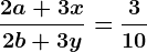\frac2a+3x2b+3y=\frac310