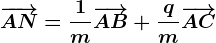 \overrightarrowAN=\frac1m\overrightarrowAB+\fracqm\overrightarrowAC