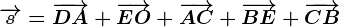 \overrightarrows=\overrightarrowDA+\overrightarrowEO+\overrightarrowAC+\overrightarrowBE+\overrightarrowCB