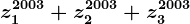 z1^2003+z2^2003+z3^2003