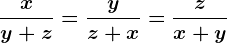 \fracxy+z=\fracyz+x=\fraczx+y