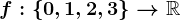 f:\left\0,1,2,3\right\-->\mathbbR