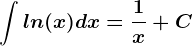 \int ln(x)dx=\frac1x+C